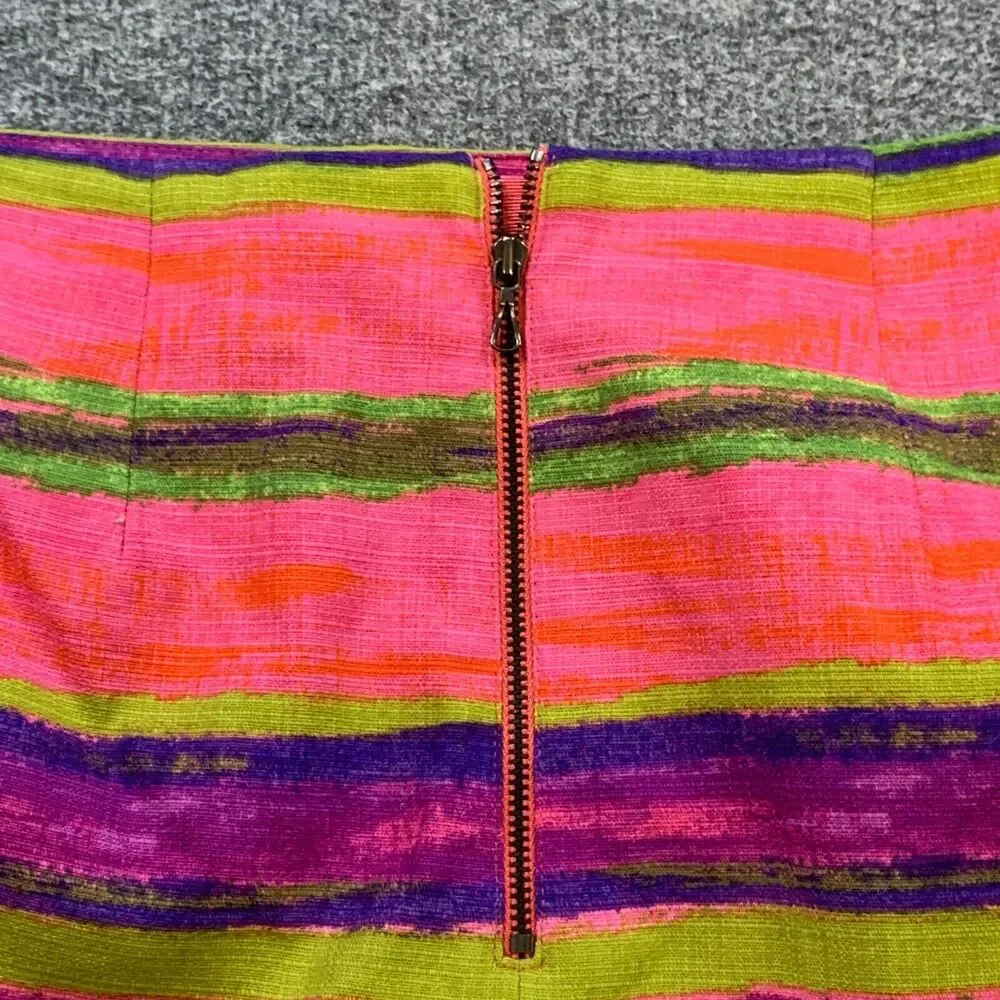 Ann Taylor Skirt Womens 8 Multi Horizontal Stripe Cotton‎ Blend Lined Back Zip